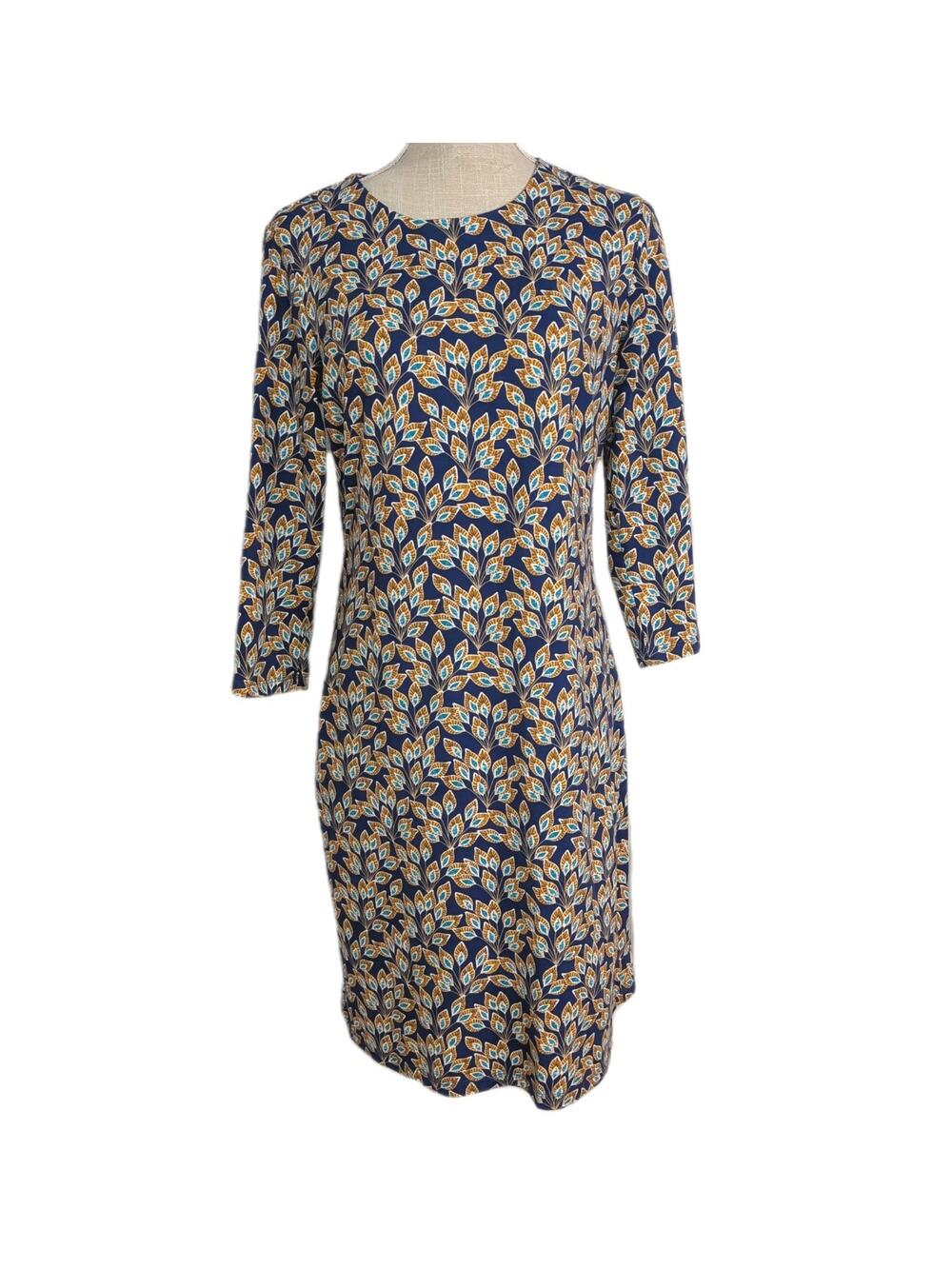 J. McLaughlin Size M Sophia Peacock Print Catalina Cloth Dress Stretch